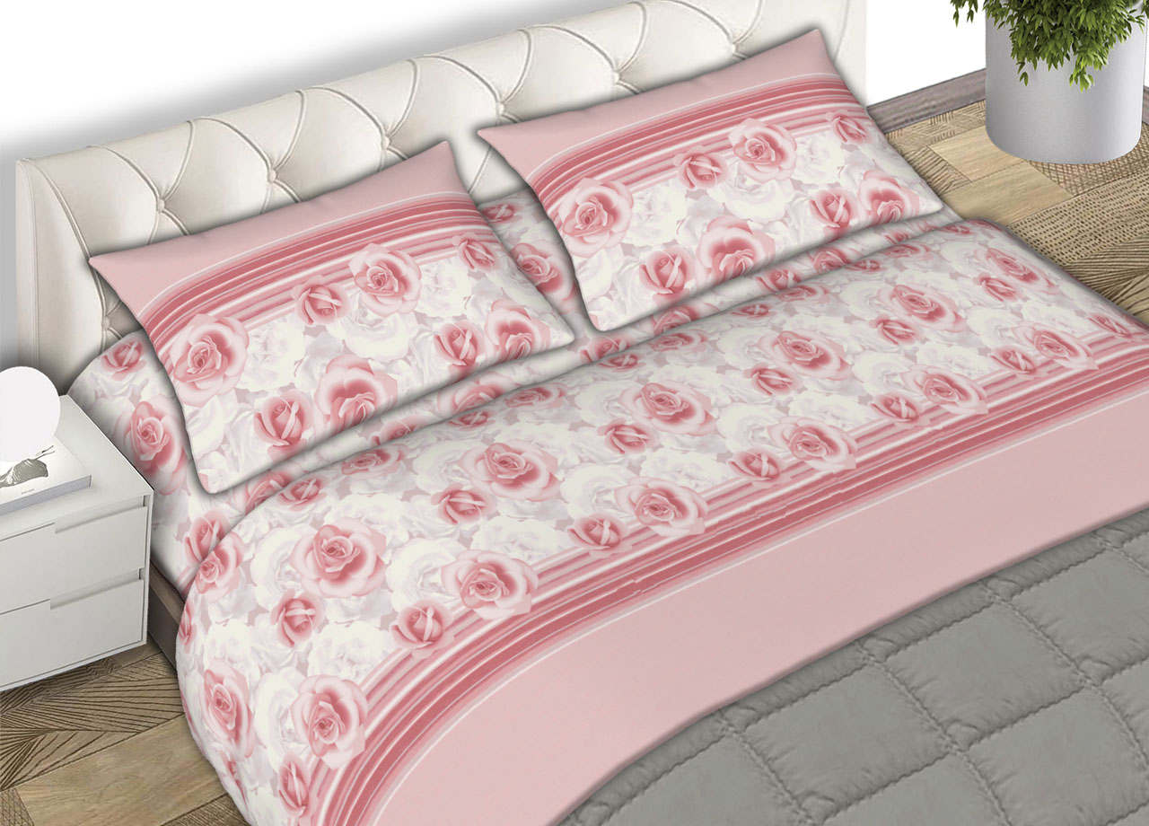 Completo Lenzuola In Morbida Flanella Made Italy Disegno Floreale Roseto C.N 38 COMPLETO LENZ ROSETO ROSA