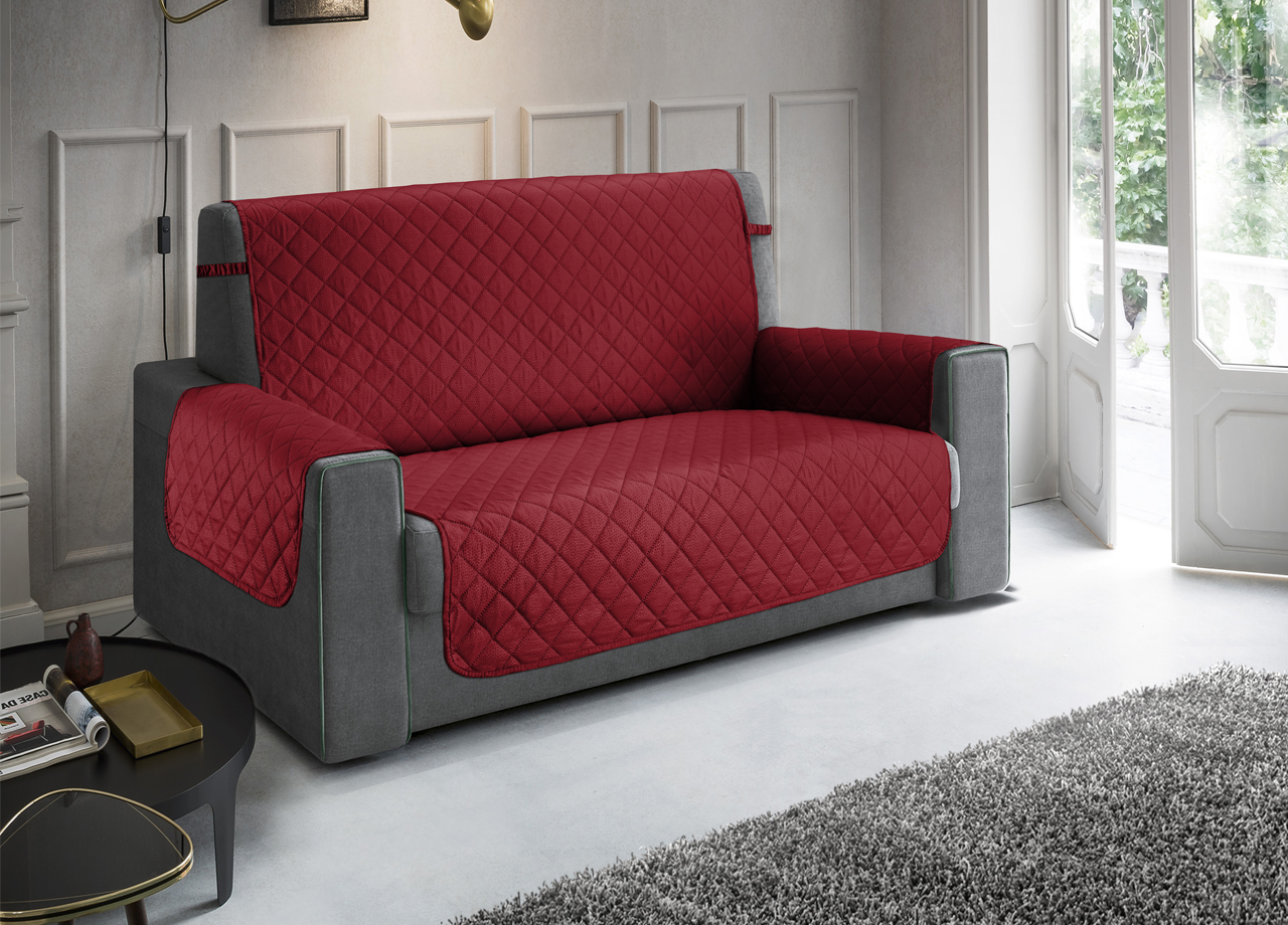 Copridivano Antimacchia Antiscivolo Trapuntato Impermeabile Pitonato Imperiale 662 COPRIDIVANO IMPERIALE PITONATO BORDEAUX GRIGIO