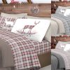 Completo Lenzuola Flanella Pensieri Delicati 100% Cotone Disegno Cervo Tartan 196 COP LENZ FLAN CERVO TARTAN