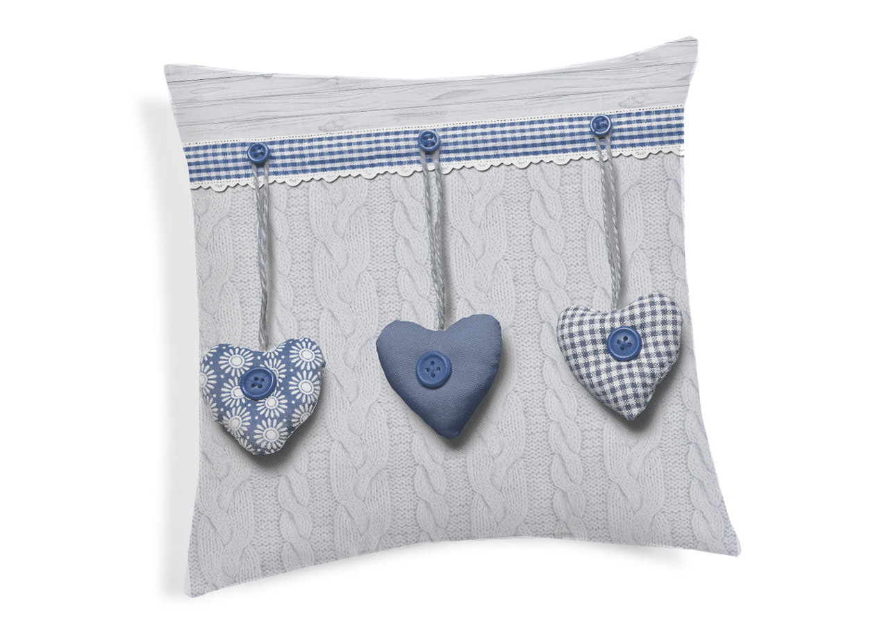 CUSCINO CUORE APPESO BLU