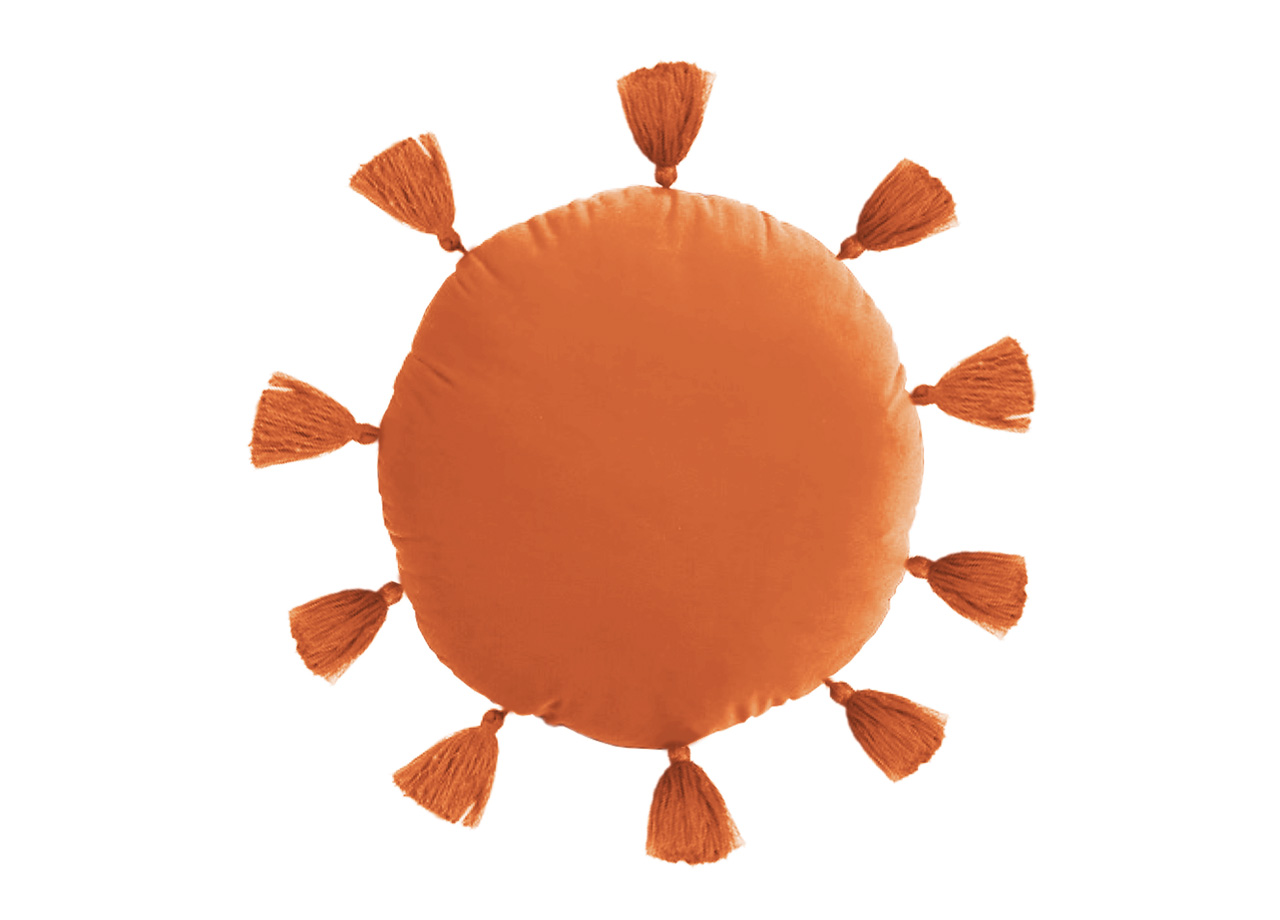 Cuscino Arredo Decorativo Imbottito Velluto Tinta Unita Rotondo Sunshine 82 CUSCINO SUNSHINE ARANCIO