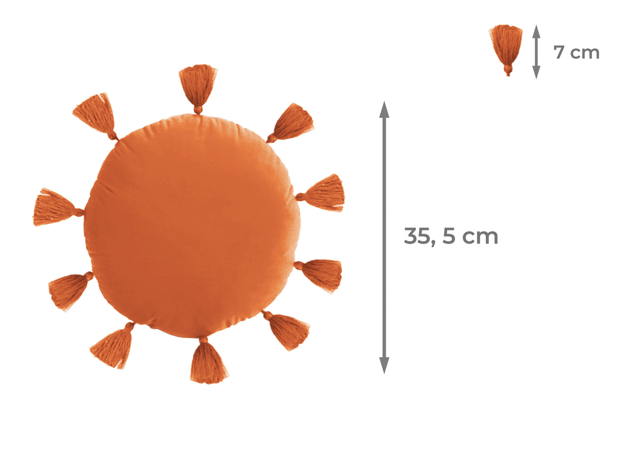 Cuscino Arredo Decorativo Imbottito Velluto Tinta Unita Rotondo Sunshine 83 CUSCINO SUNSHINE ARANCIO MISURE