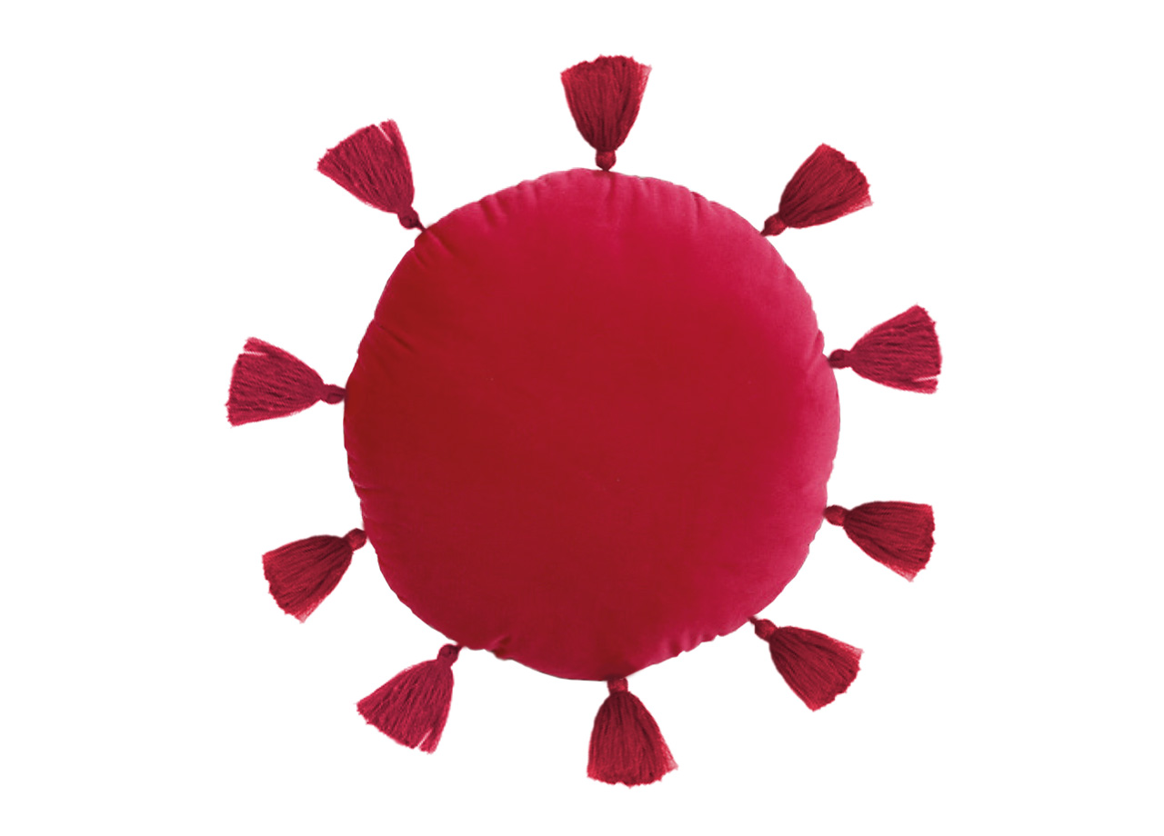 Cuscino Arredo Decorativo Imbottito Velluto Tinta Unita Rotondo Sunshine 89 CUSCINO SUNSHINE ROSSO