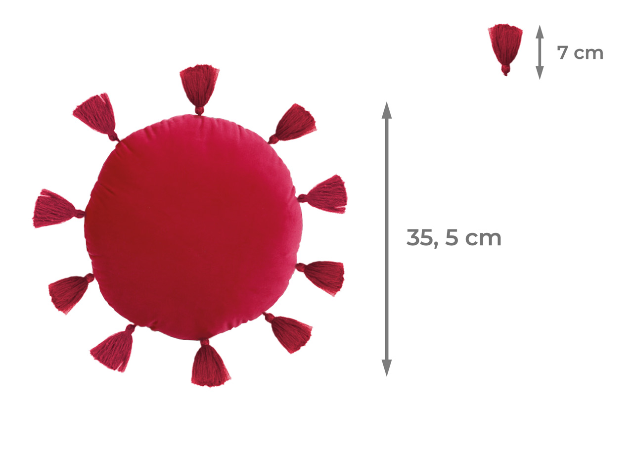 Cuscino Arredo Decorativo Imbottito Velluto Tinta Unita Rotondo Sunshine 90 CUSCINO SUNSHINE ROSSO MISURE