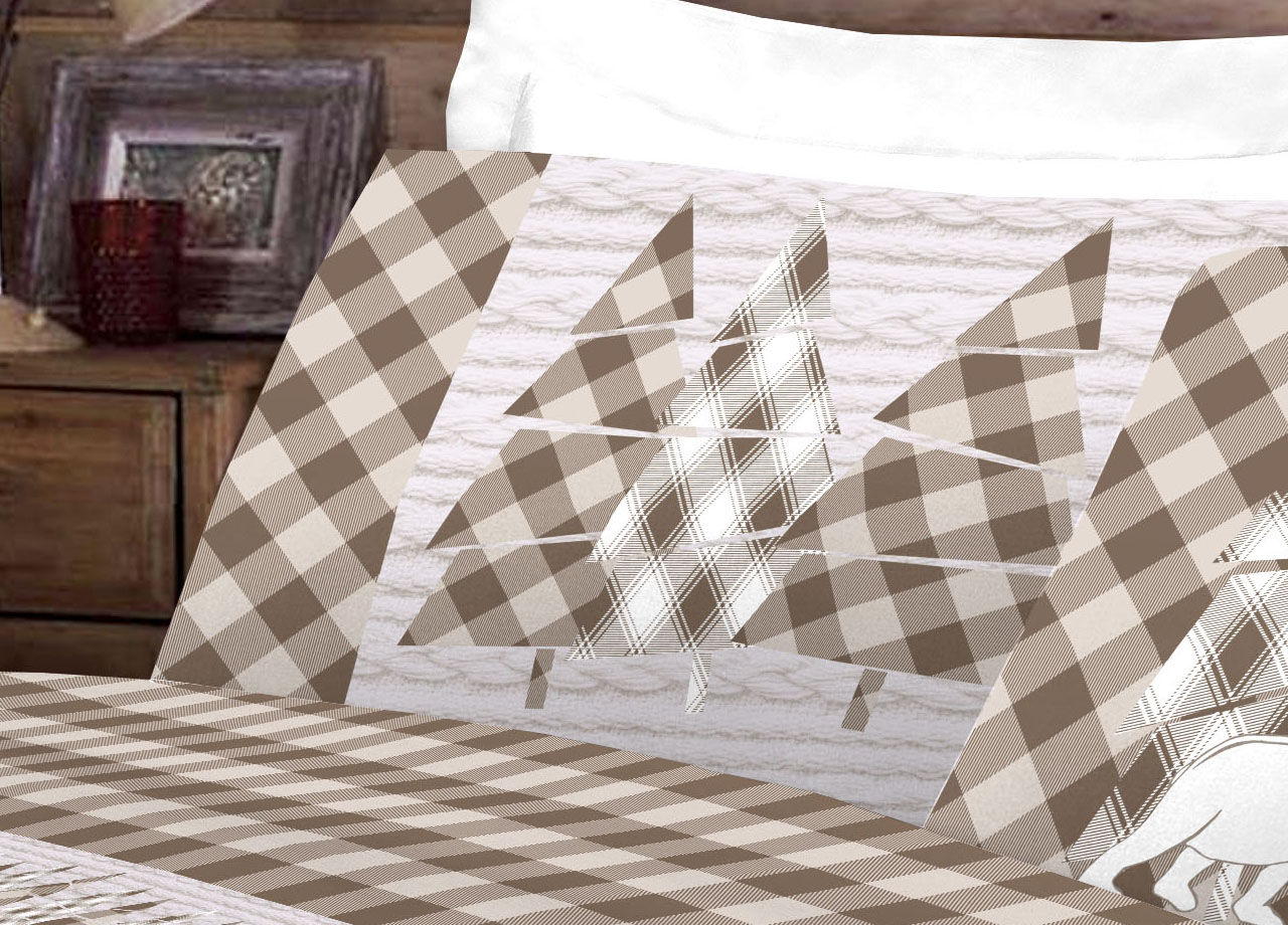 Completo Lenzuola Flanella Pensieri Delicati 100% Cotone Disegno Canada 4 DETT 2 LENZ FLANELLA CANADA BEEIGE