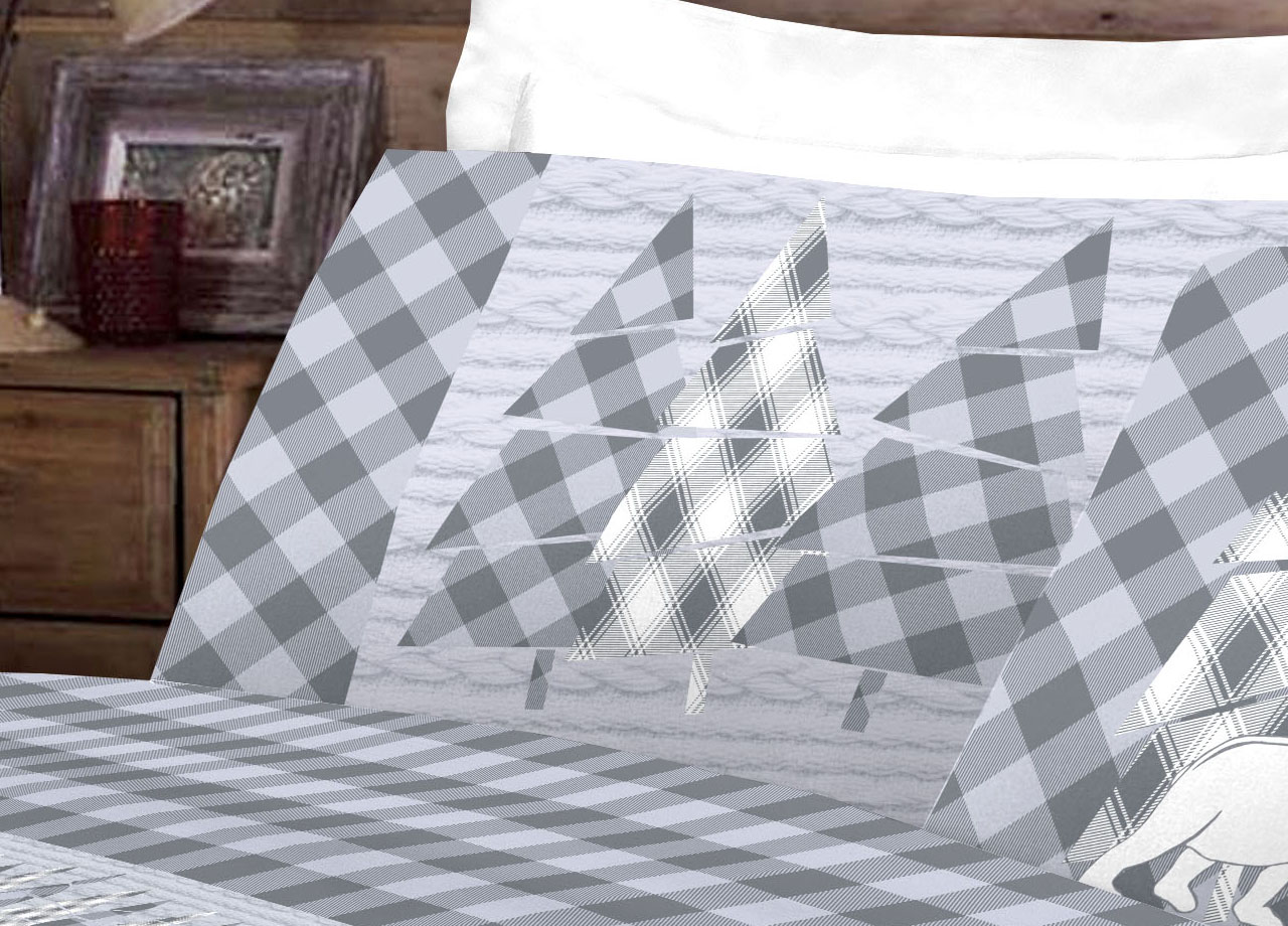 Completo Lenzuola Flanella Pensieri Delicati 100% Cotone Disegno Canada 10 DETT 2 LENZ FLANELLA CANADA GRIGIO