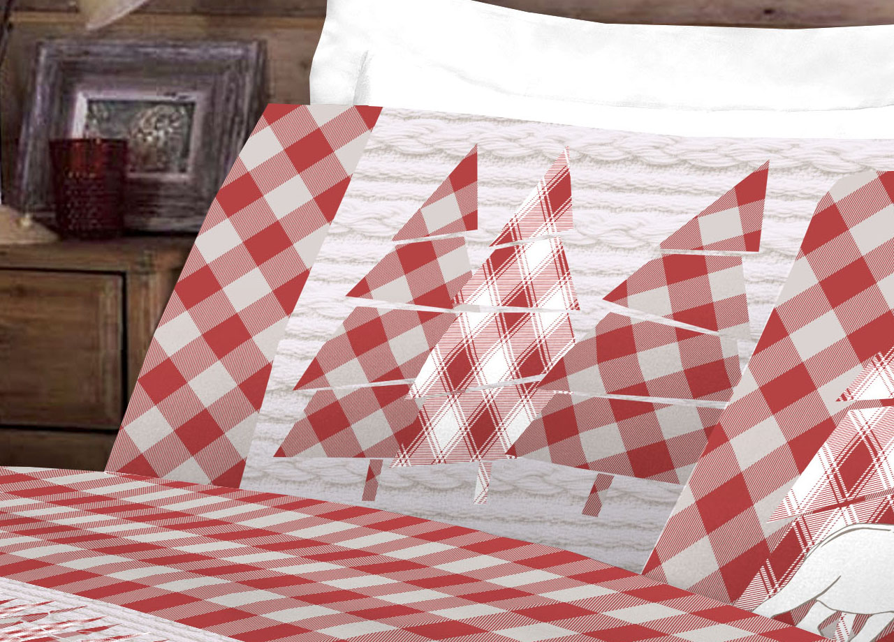 Completo Lenzuola Flanella Pensieri Delicati 100% Cotone Disegno Canada 14 DETT 2 LENZ FLANELLA CANADA ROSSO