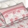 Completo Lenzuola In Morbida Flanella Made Italy Disegno Floreale Roseto C.N 47 DETT FEDERE ROSETO ROSA