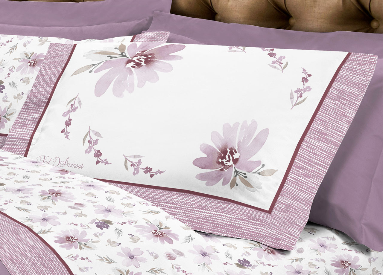 Completo Lenzuola Letto Flanella Calda 100% Cotone Disegno Fiori 8284 74 DETT LENZ 8284 ROSA