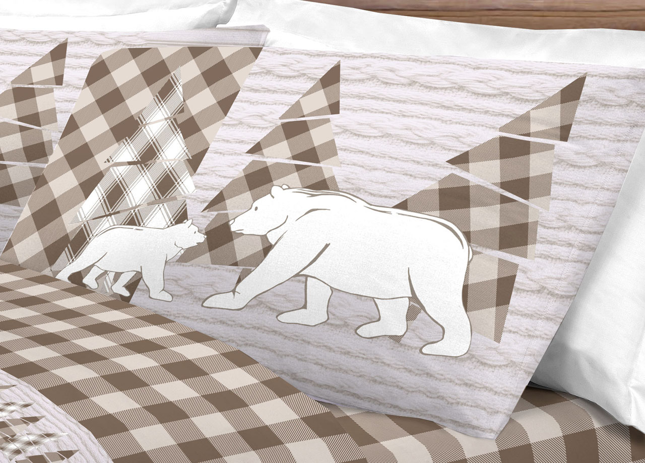 Completo Lenzuola Flanella Pensieri Delicati 100% Cotone Disegno Canada 3 DETT LENZ FLANELLA CANADA BEIGE