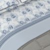 Completo Lenzuola In Morbida Flanella Made Italy Disegno Floreale Roseto C.N 43 DETT LENZ ROSETO GRIGIO AZZURRO