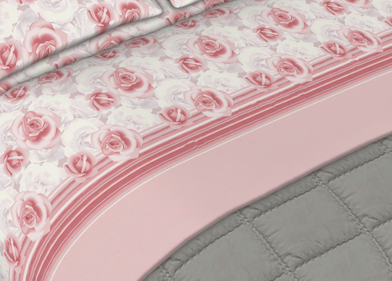 Completo Lenzuola In Morbida Flanella Made Italy Disegno Floreale Roseto C.N 40 DETT LENZ ROSETO ROSA