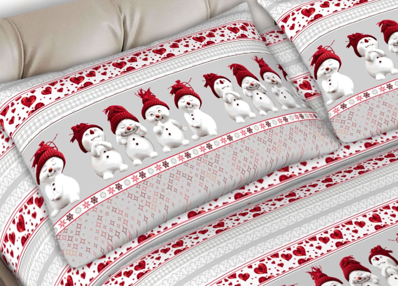Completo Lenzuola In Morbida Flanella Made Italy Disegni Vari Modello C.N. 41 DETT LENZ SNOWFANTASY