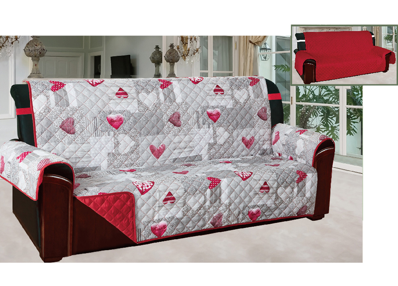 Copridivano E Copripoltrona Trapuntato Reversibile Modello Kino Colore Bordeaux 72 DIV 3P KINO BORDEAUX 2