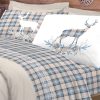 Completo Lenzuola Flanella Pensieri Delicati 100% Cotone Disegno Cervo Tartan 197 ENZ CERVO TARTAN AZZ FLAN