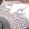 Completo Lenzuola Flanella Pensieri Delicati 100% Cotone Disegno Cervo Tartan 203 ENZ CERVO TARTAN BEIGE FLAN