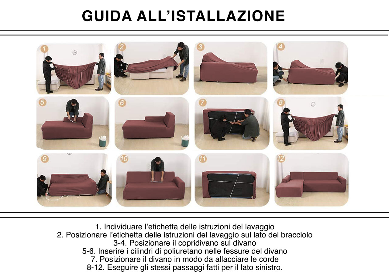 Copridivano Antimacchia Elasticizzato Divano Penisola Angolare Componibile Fantasy 3533 INSTALLAZIONE COPRIDIVANO FANTASY