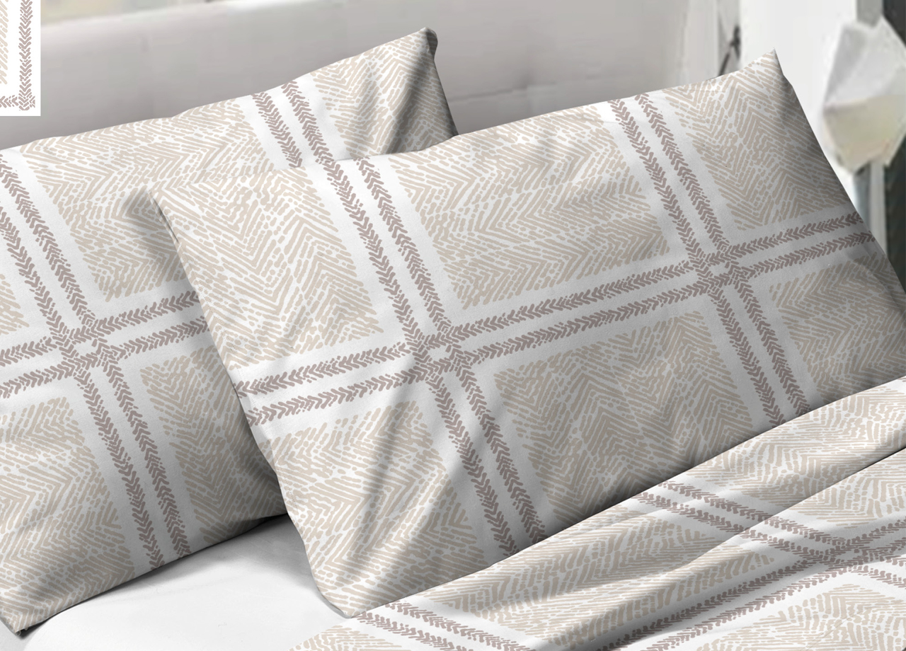 LENZUOLA TARTAN BEIGE DETTAGLIO 1