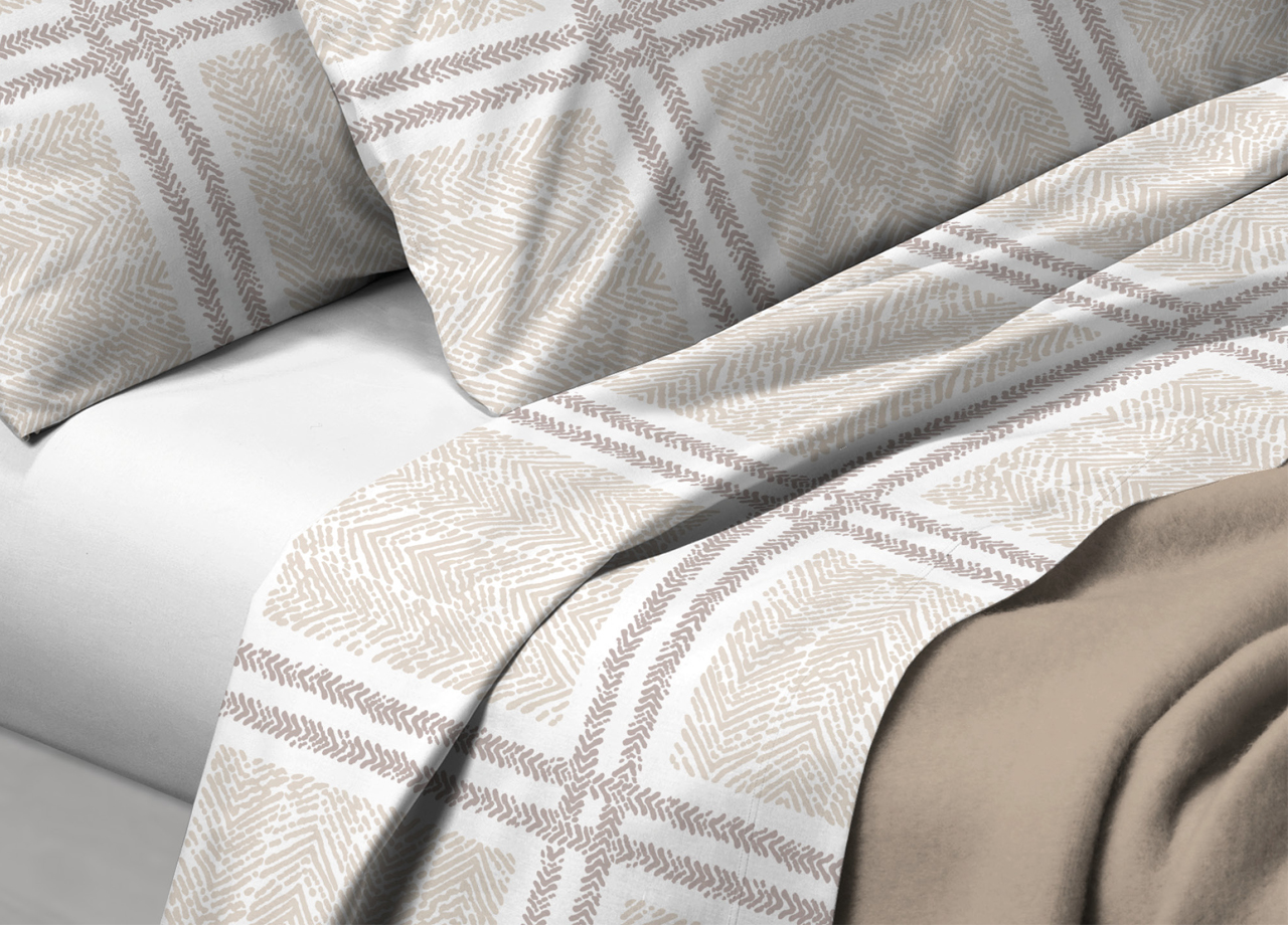 LENZUOLA TARTAN BEIGE DETTAGLIO 2