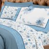 Completo Lenzuola Letto Flanella Calda 100% Cotone Disegno Fiori 8284 77 LENZ 8284 AZZ