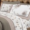 Completo Lenzuola Letto Flanella Calda 100% Cotone Disegno Fiori 8284 82 LENZ 8284 BEIGE