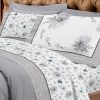 Completo Lenzuola Letto Flanella Calda 100% Cotone Disegno Fiori 8284 85 LENZ 8284 GRIGIO