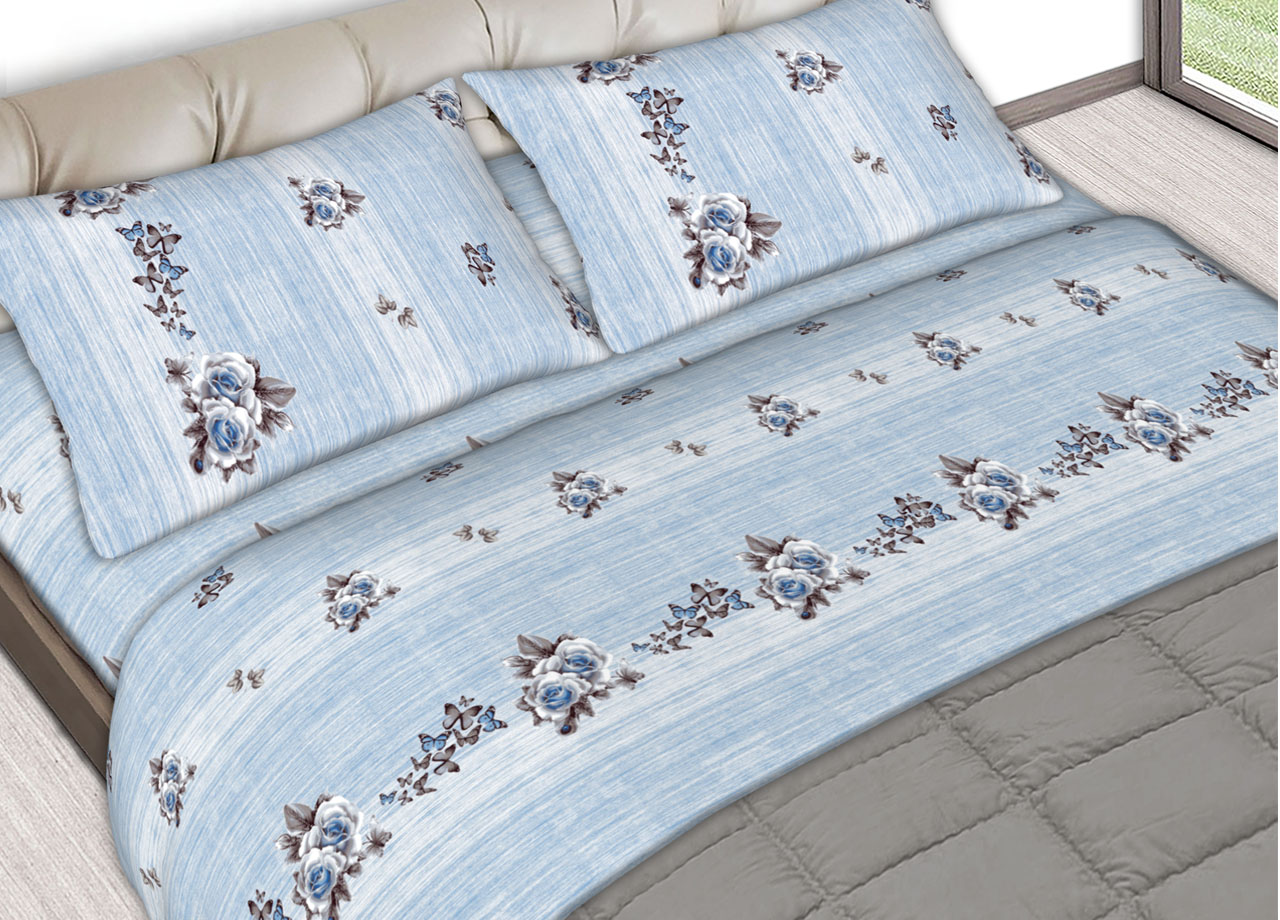 Completo Lenzuola In Morbida Flanella Made Italy Disegni Vari Modello C.N. 12 LENZ FLAN BUTTERFLY BLU