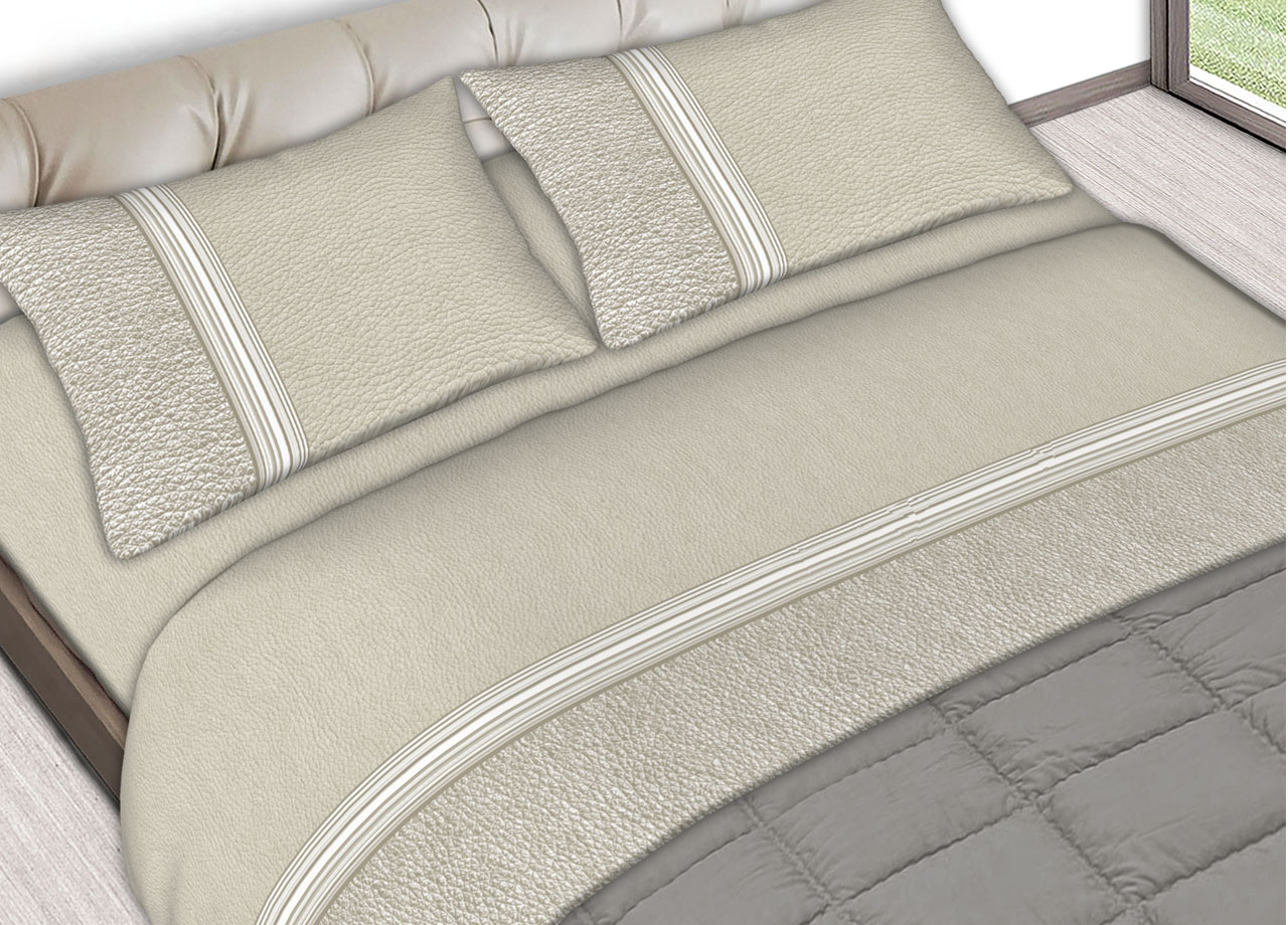 Completo Lenzuola In Morbida Flanella Made Italy Disegni Vari Modello C.N. 36 LENZ FLAN SKIN BEIGE