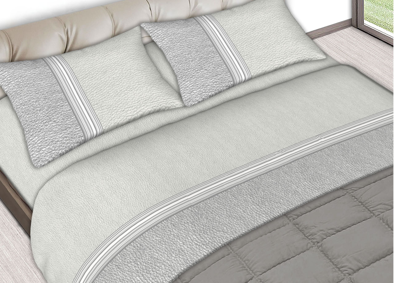 Completo Lenzuola In Morbida Flanella Made Italy Disegni Vari Modello C.N. 38 LENZ FLAN SKIN GRIGIO