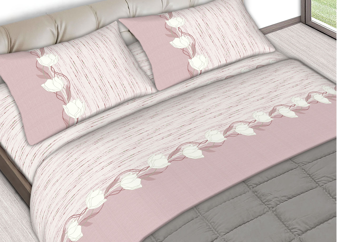 Completo Lenzuola In Morbida Flanella Made Italy Disegni Vari Modello C.N. 52 LENZ FLAN TULIP ROSA
