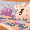 Completo Lenzuola Letto Pensieri Delicati 100% Cotone Disegno Happy Cat 290 LENZ HAPPY CATS ARANCIO DETT3