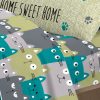 Completo Lenzuola Letto Pensieri Delicati 100% Cotone Disegno Happy Cat 298 LENZ HAPPY CATS VERDE DETT