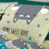Completo Lenzuola Letto Pensieri Delicati 100% Cotone Disegno Happy Cat 299 LENZ HAPPY CATS VERDE DETT2