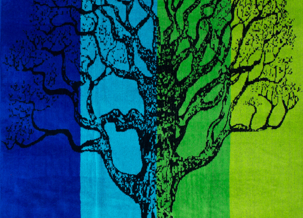 Telo Mare Jacquard Spugna Asciugamano Spiaggia Disegno Life Tree 63 LIFE TREE VERDE DETT