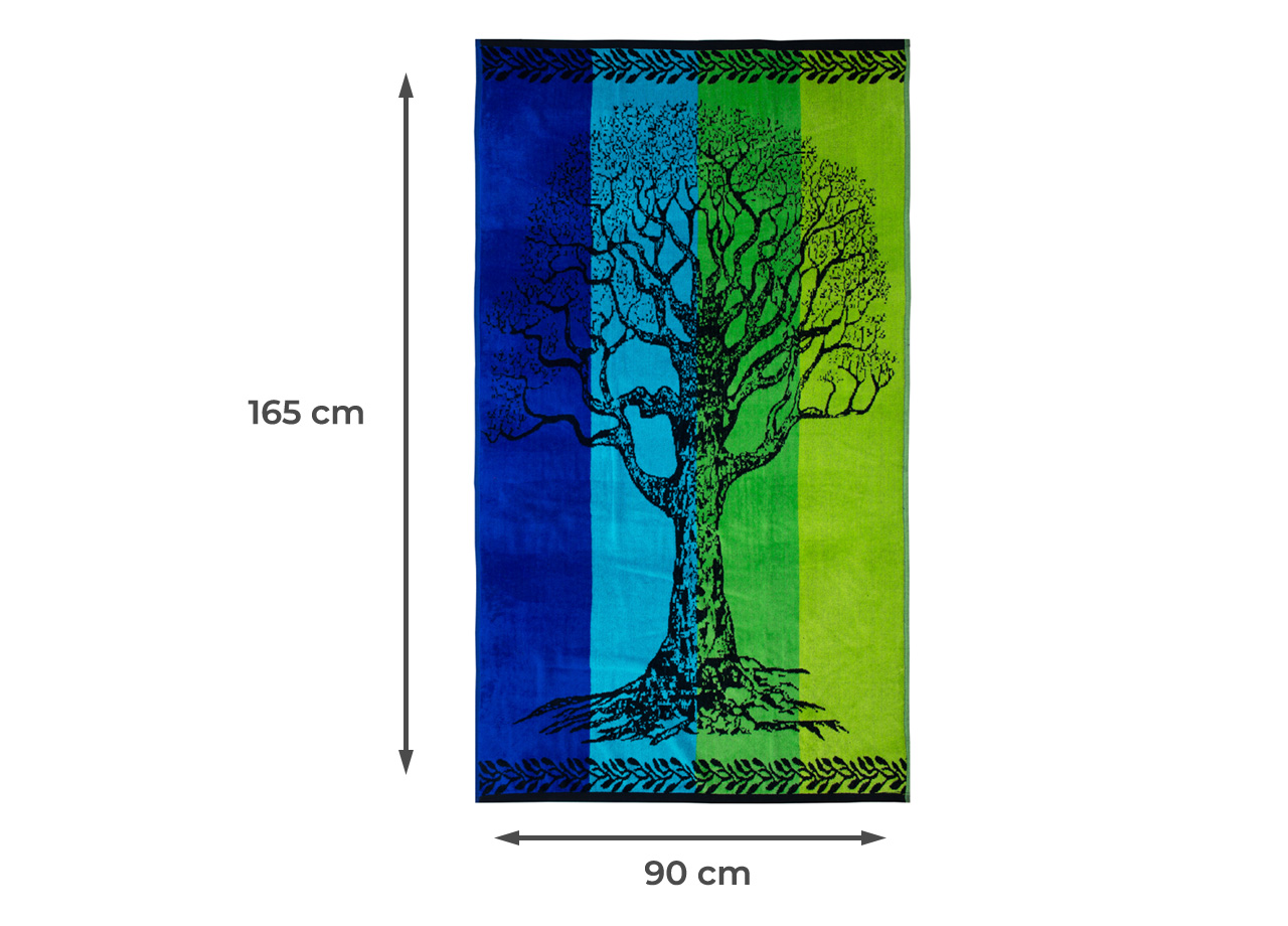 Telo Mare Jacquard Spugna Asciugamano Spiaggia Disegno Life Tree 66 LIFE TREE VERDE MISURE