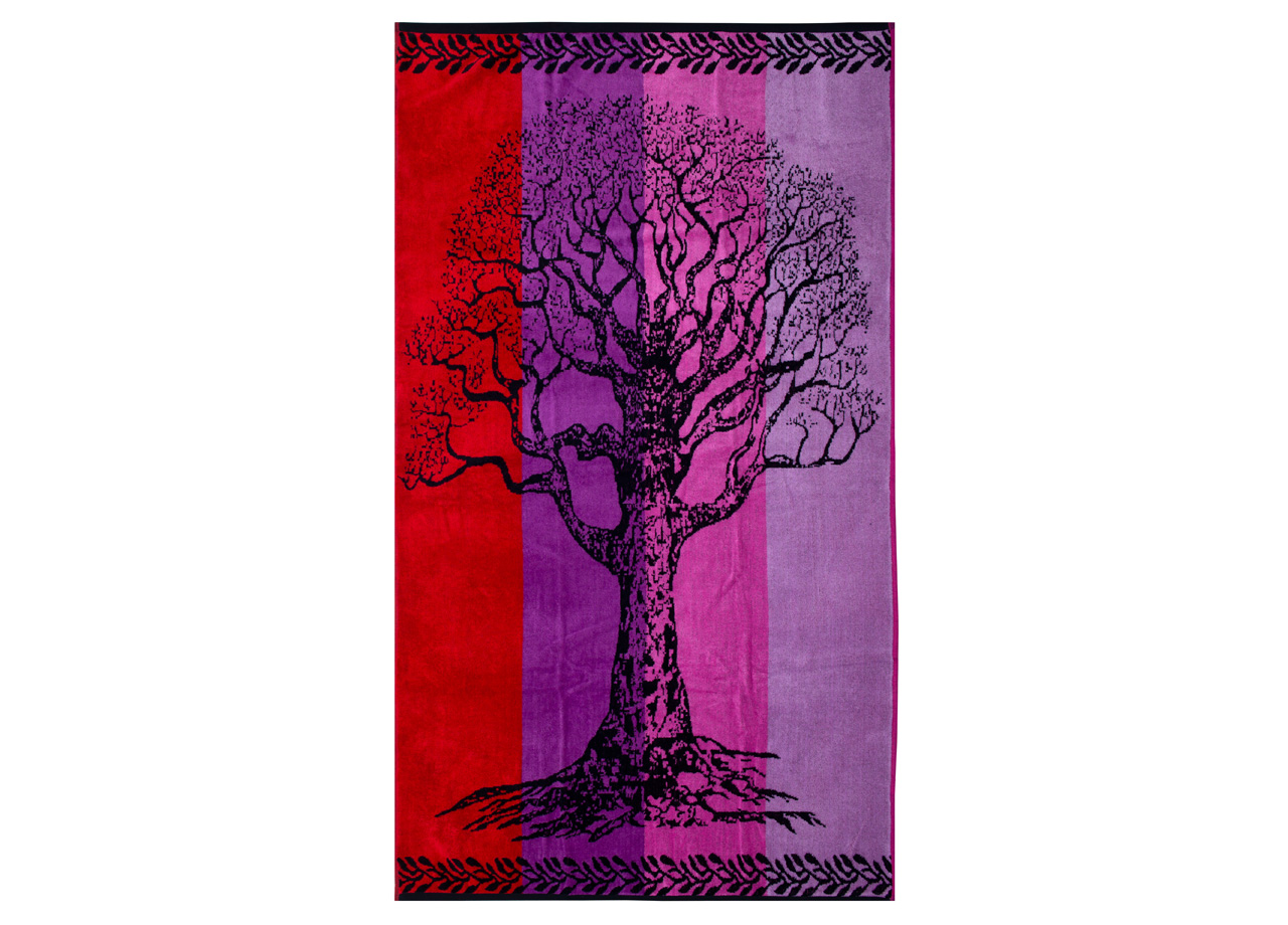 Telo Mare Jacquard Spugna Asciugamano Spiaggia Disegno Life Tree 70 LIFE TREE VIOLA