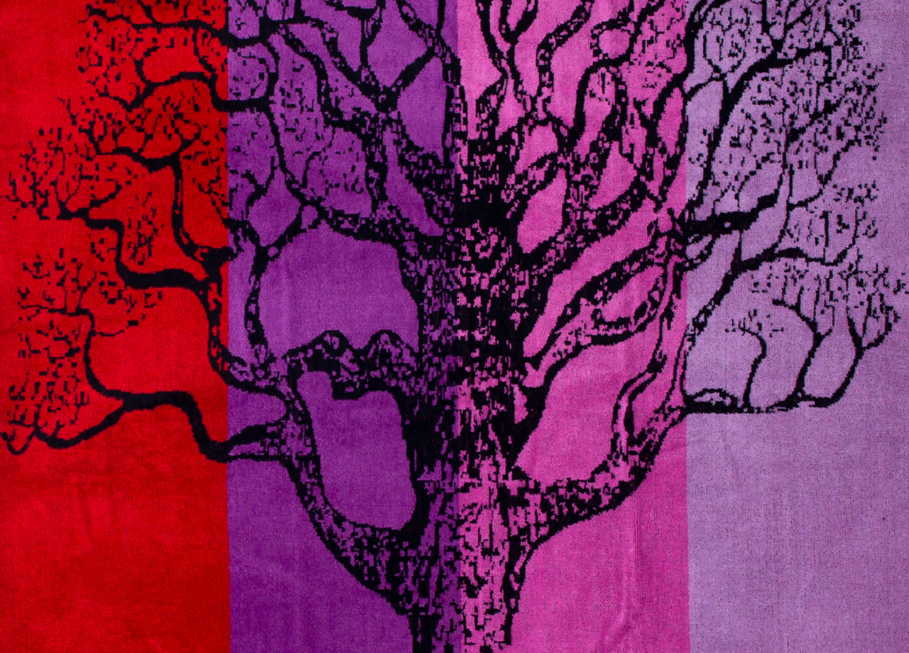 Telo Mare Jacquard Spugna Asciugamano Spiaggia Disegno Life Tree 71 LIFE TREE VIOLA DETT