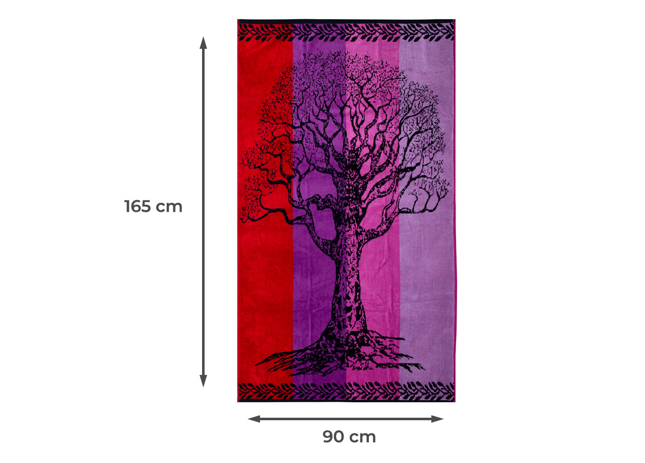 Telo Mare Jacquard Spugna Asciugamano Spiaggia Disegno Life Tree 74 LIFE TREE VIOLA MISURE