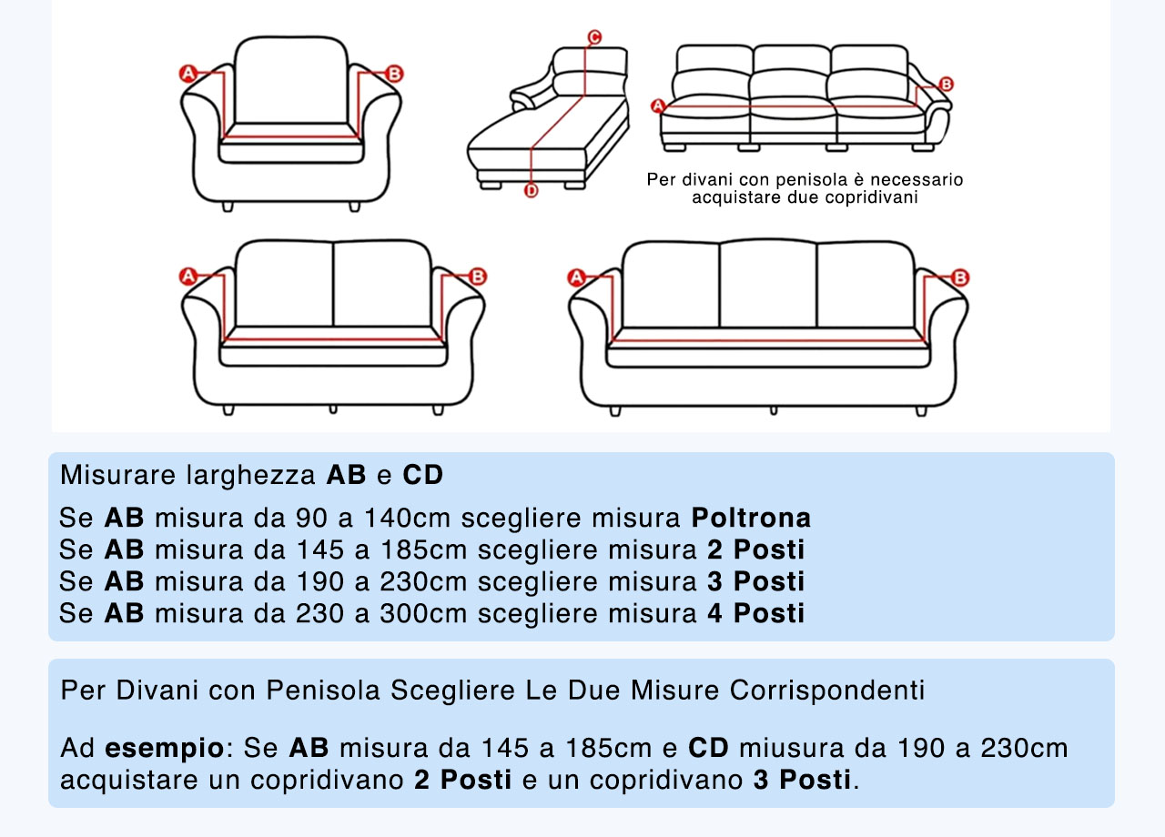 Copridivano Antimacchia Elasticizzato Divano Penisola Angolare Componibile Fantasy 3544 MISURE COPRIDIVANO FANTASY