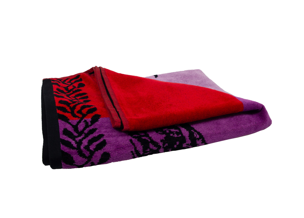 Telo Mare Jacquard Spugna Asciugamano Spiaggia Disegno Life Tree 73 PIEGATO LIFE TREE VIOLA 2