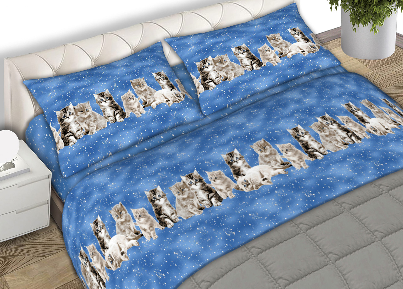 SET LENZUOLA GATTI AZZURRO