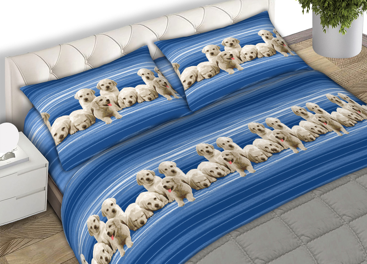 SET LENZUOLA LABRADOR BLU