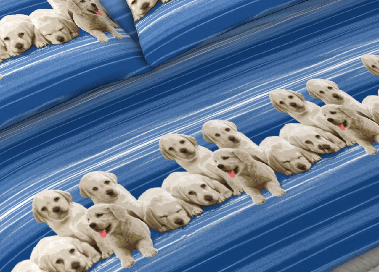 SET LENZUOLA LABRADOR BLU DETT