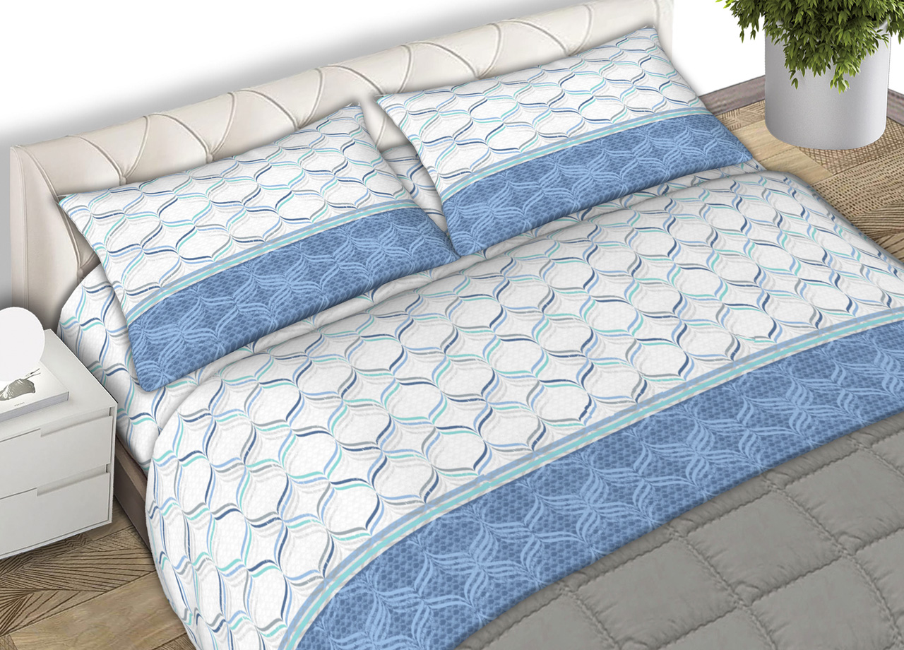 Completo Lenzuola 100% Cotone Made Italy Fantasia Nest C.N. 38 SET LENZUOLA NEST AZZURRO