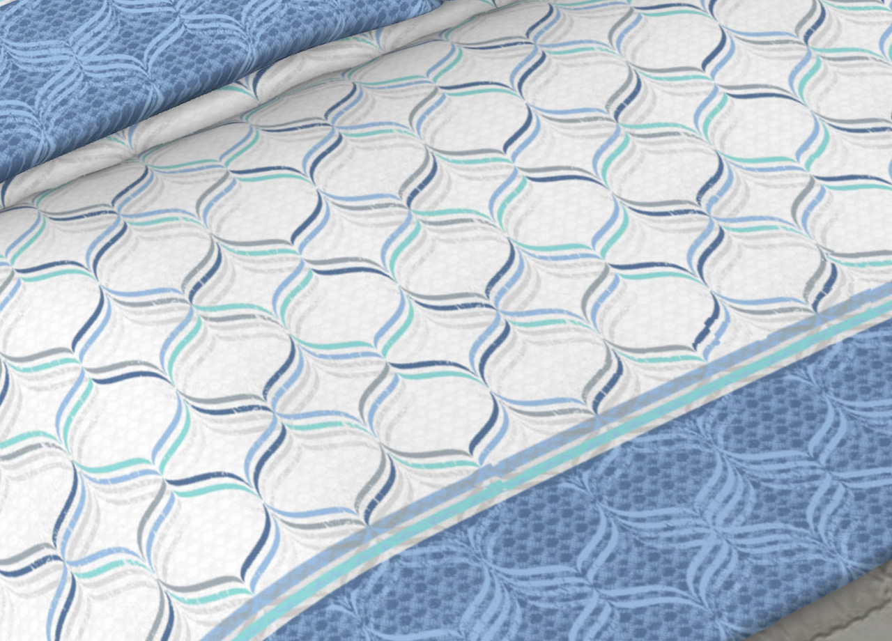 Completo Lenzuola 100% Cotone Made Italy Fantasia Nest C.N. 39 SET LENZUOLA NEST AZZURRO DETT