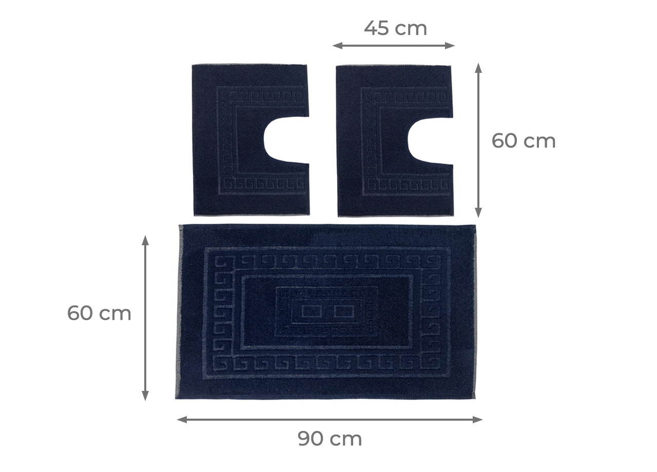 Tappeto Da Bagno Disegno Torino Colore Blu Notte 132 SET TORINOO BLU MISURE