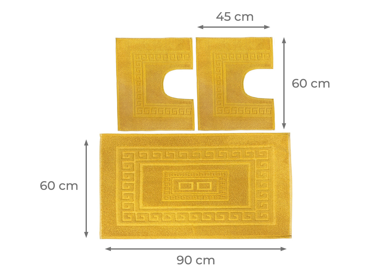 Tappeto Bagno Doccia Spugna Tinta Unita Torino Tappetino Super Assorbente In Cotone Pelo Corto Con Greca 7270 SET TORINOO GIALLO MISURE