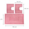 Tappeto Bagno Doccia Spugna Tinta Unita Torino Tappetino Super Assorbente In Cotone Pelo Corto Con Greca 7373 SET TORINOO ROSA MISURE