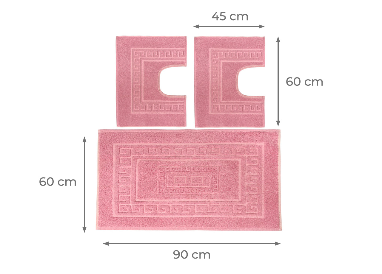Tappeto Bagno Doccia Spugna Tinta Unita Torino Tappetino Super Assorbente In Cotone Pelo Corto Con Greca 7261 SET TORINOO ROSA MISURE