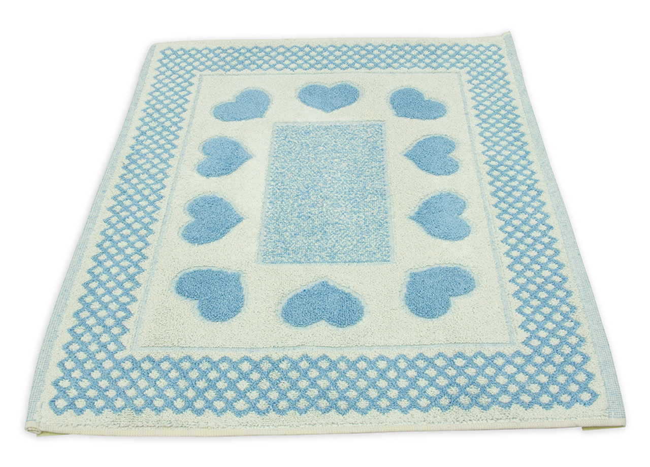 Tappeto Bagno Doccia Spugna Tappetino Assorbente Cotone Pelo Corto Mod. Love O.B 78 TAP LOVE AZZURRO